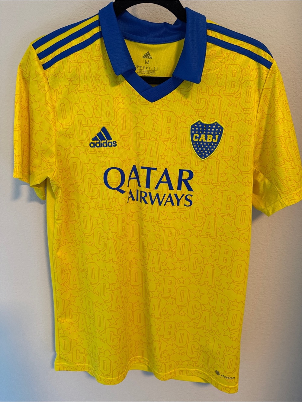 adidas Yellow and Blue Boca Juniors authentic Jersey